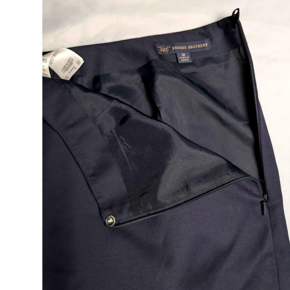 Brooks Brothers 346 Pencil Skirt ~ Size 12 ~ Navy Blue ~ 100% Wool - Picture 8 of 10